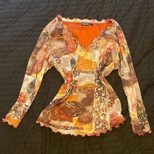 Absolute Orange and brown top size S